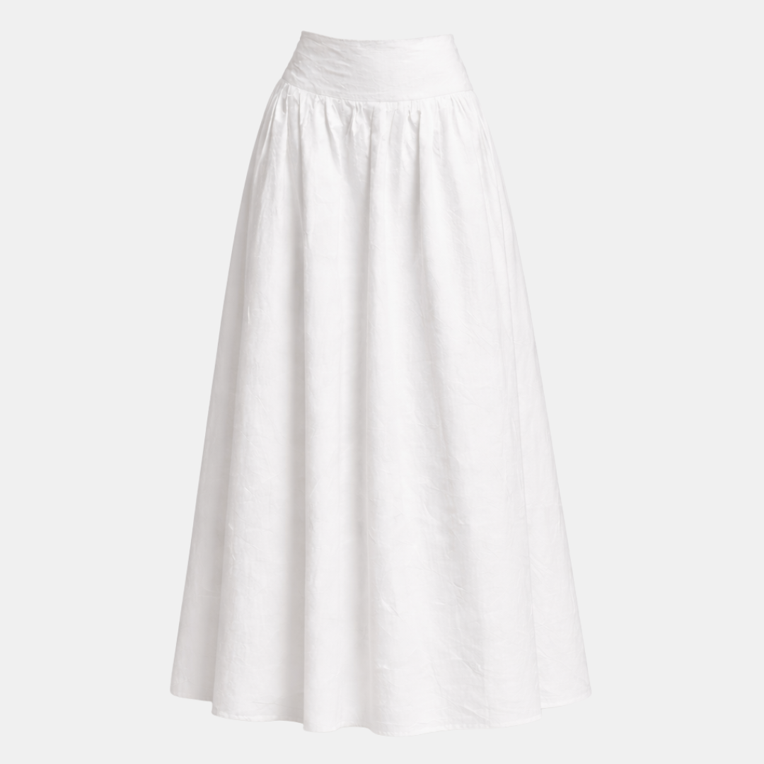 Women’s White Cotton High-Waist Maxi Skirt