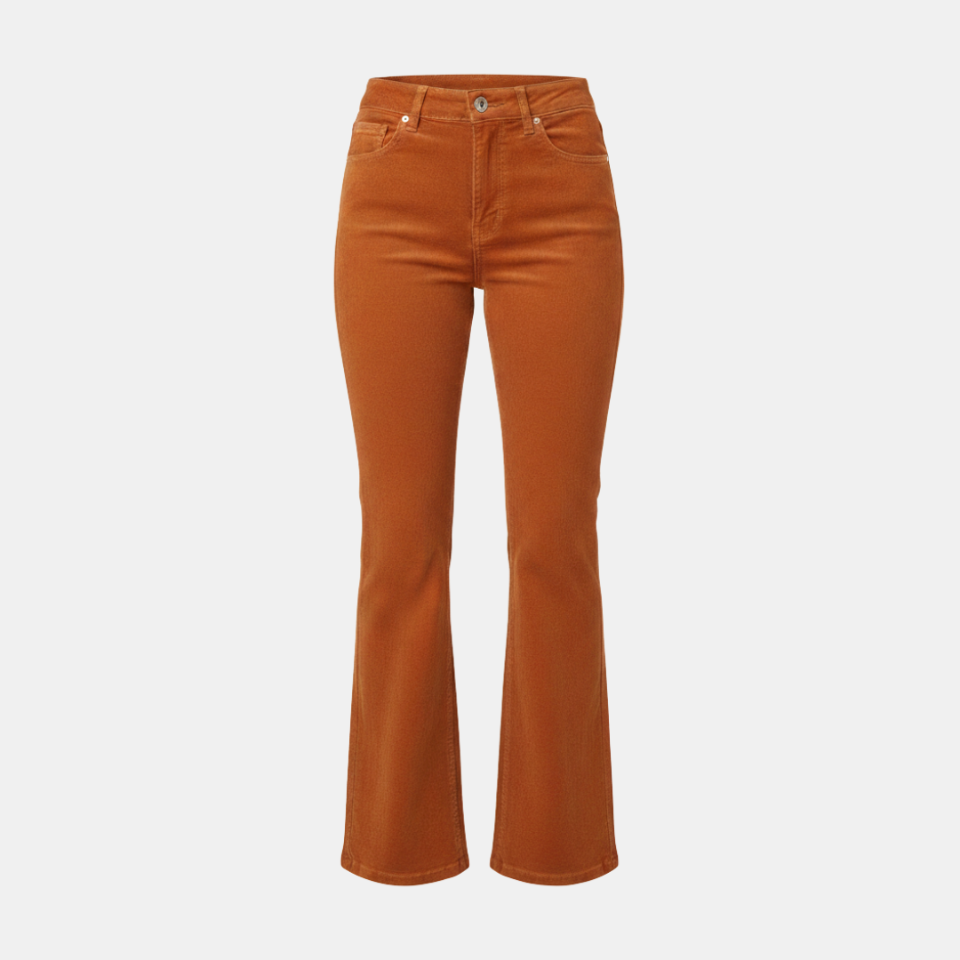 Women's All Season Flared Pants with High Waist and One Button