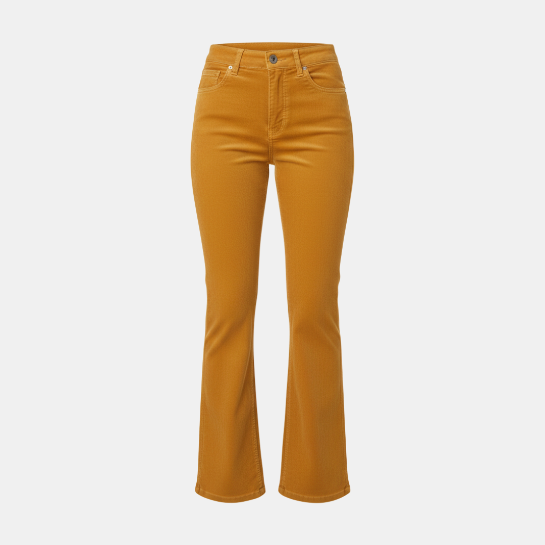 Women's All Season Flared Pants with High Waist and One Button