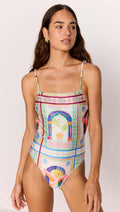 Scoop Back One Piece Swimsuit in Multicolour Print