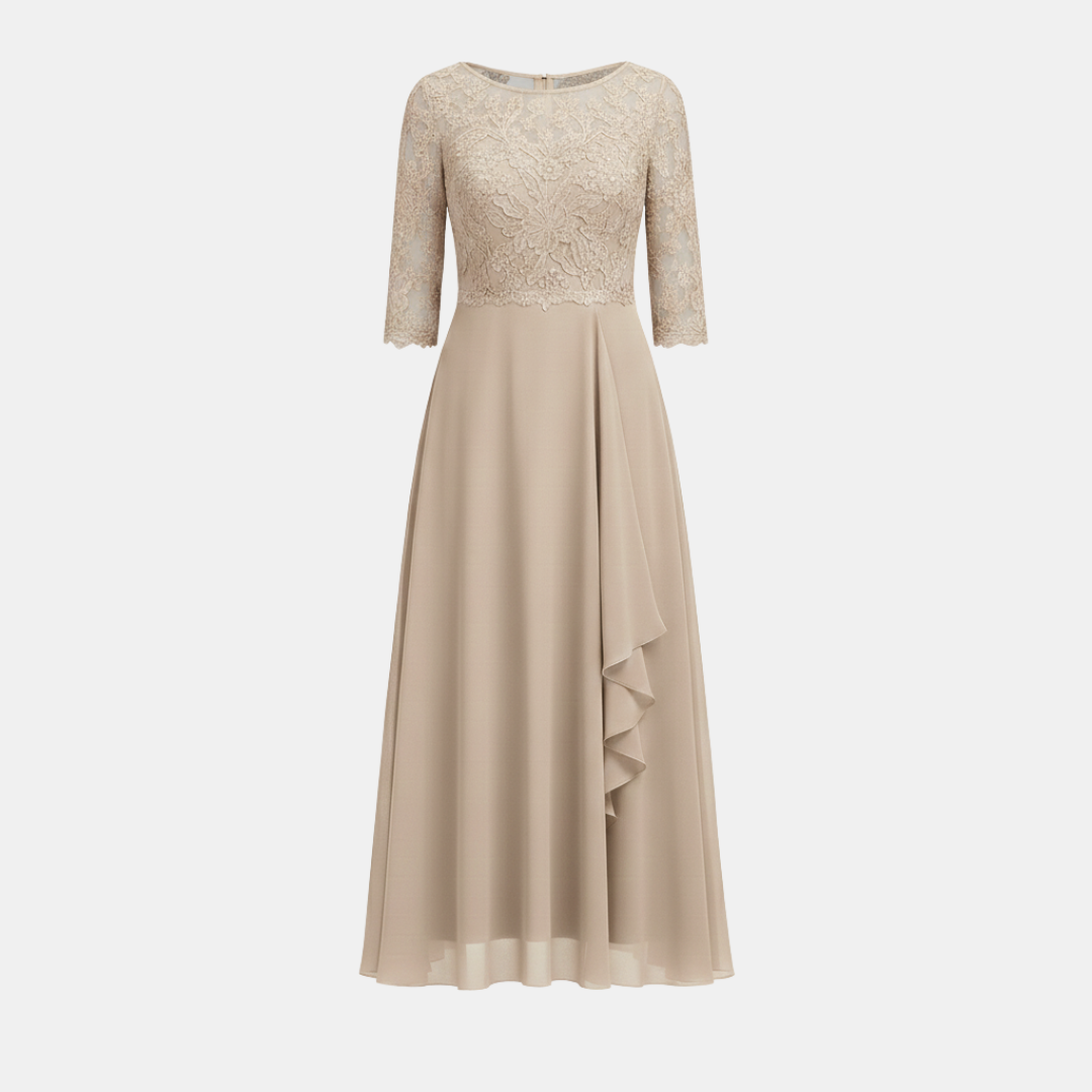 Savannah - Women's Midi Dress White Chiffon