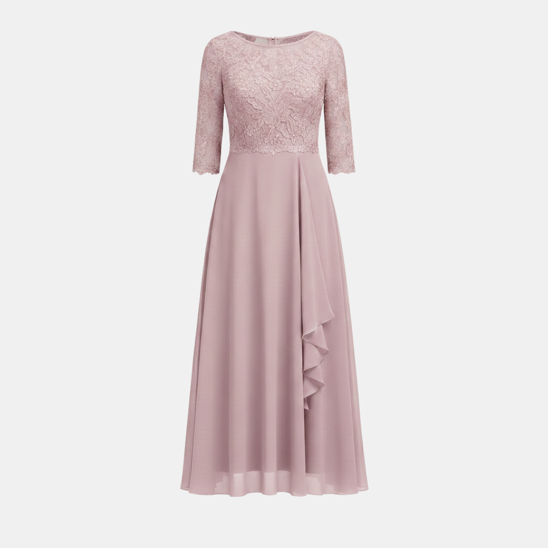 Savannah - Women's Midi Dress White Chiffon