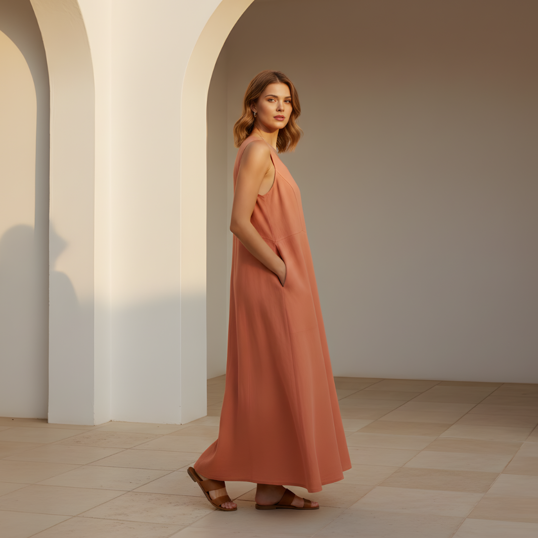 Zara | Women’s Linen Dress White Relaxed Fit Summer Style